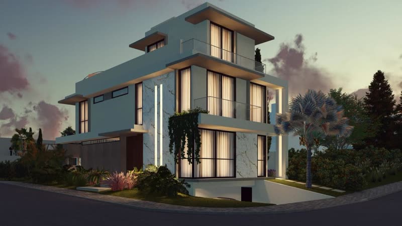 Sobrado 303 m² ao entardecer