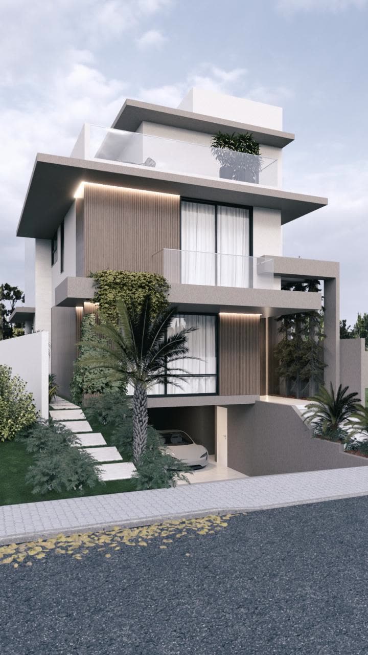 Ambiência noturna do sobrado 288 m²